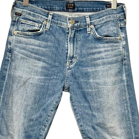 CITIZENS OF HUMANITY Agnes Crop Mid Rise Slim Straight Dip Dyed Denim Jeans - Picture 6 of 14